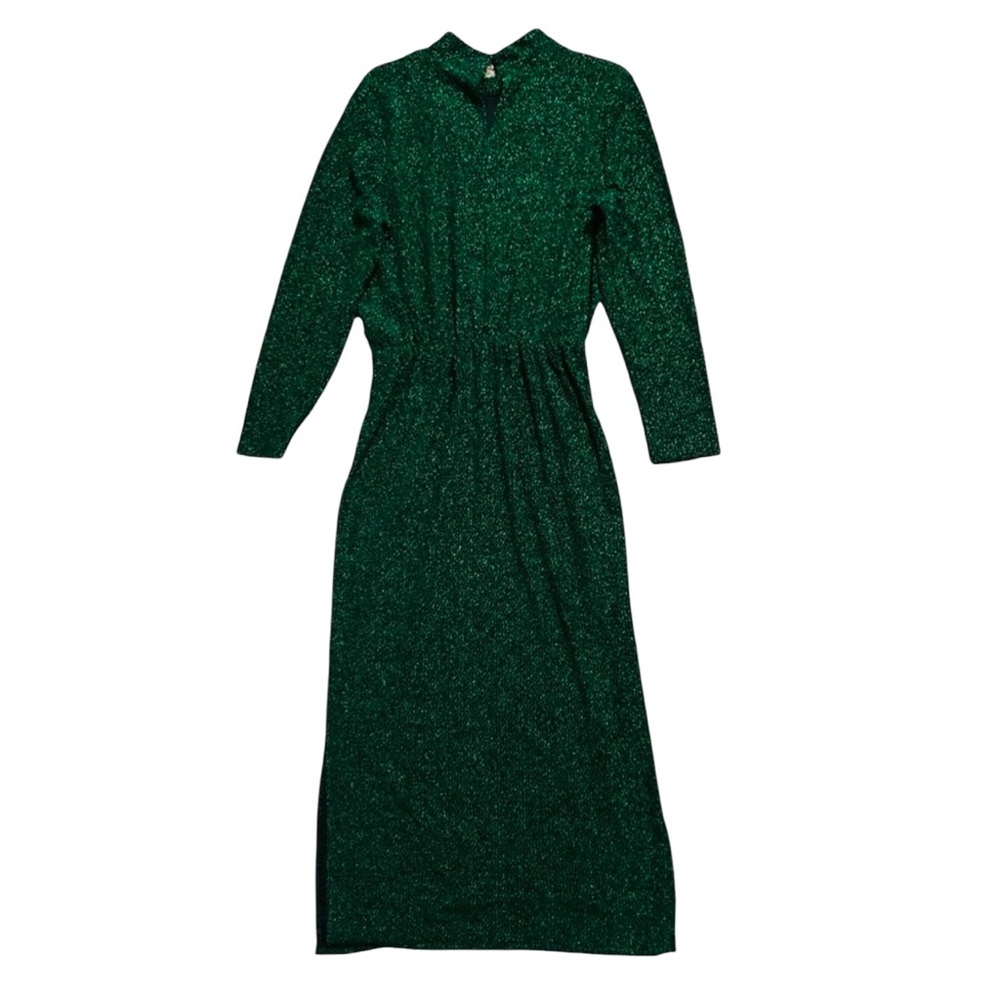 Y.A.S. NWT Green Glitter Long Sleeve Ruched Front Midi Dress XXL - Picture 9 of 16